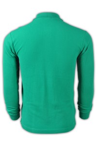 SKLPS010 pure colour plain color green 064 long sleeved men' s Polo shirt 1AD01 supply pure color shirts cotton fit high breathability breathable tee pure colour cotton 100% polo shirts supplier HK company price front view